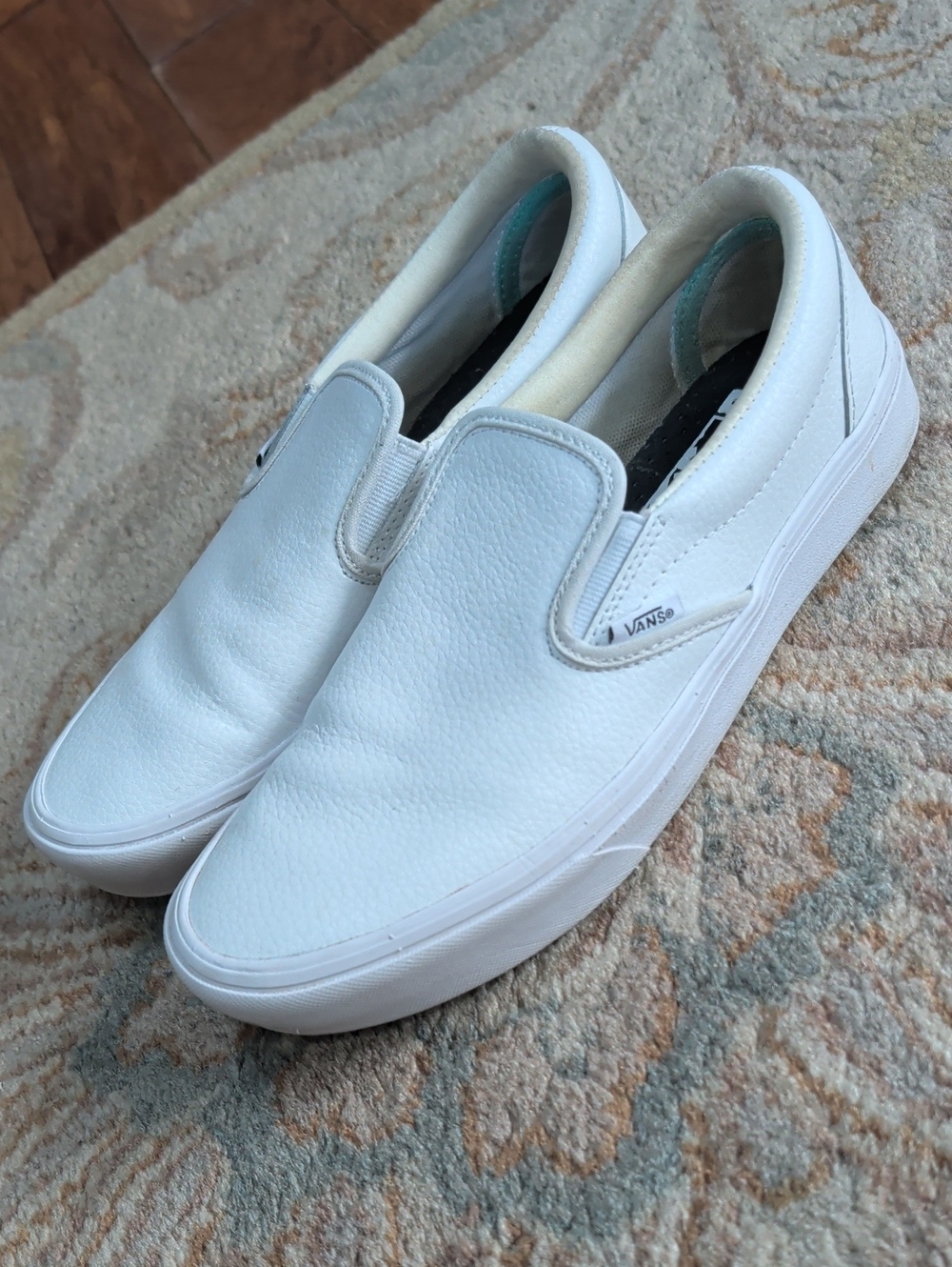 Vans Comfy Cush Customs Classic Slip-On Leather Sneakers in White
